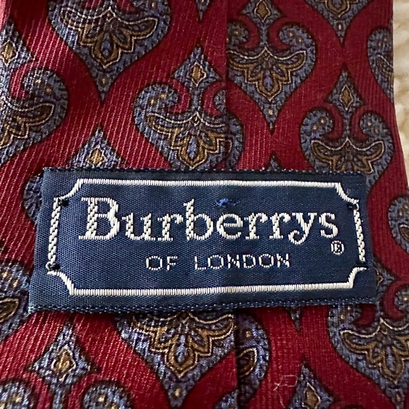 Burberry Burgundy and Blue Paisley Tie - Picture 3 of 6
